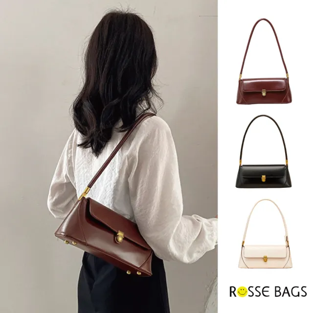 【Rosse Bags】時尚復古法式簡約法棍腋下包 單肩包 手提包(白色/棕色/黑色)