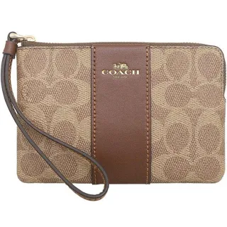 【COACH】PVC滿版LOGO單拉鍊手拿包(2色)