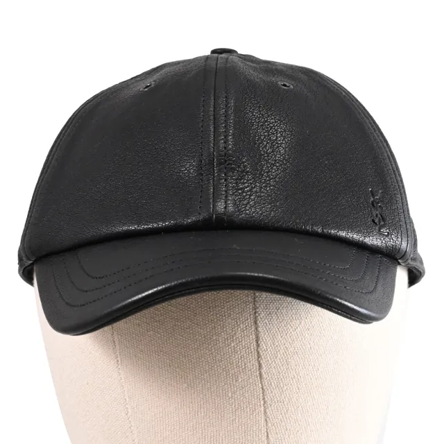 【YSL】簡約經典烙印LOGO小羊皮時尚遮陽帽棒球帽(黑)