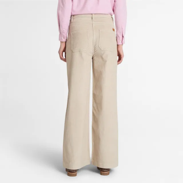 【Timberland】女款米色燈芯絨寬褲(A41DBEYK)