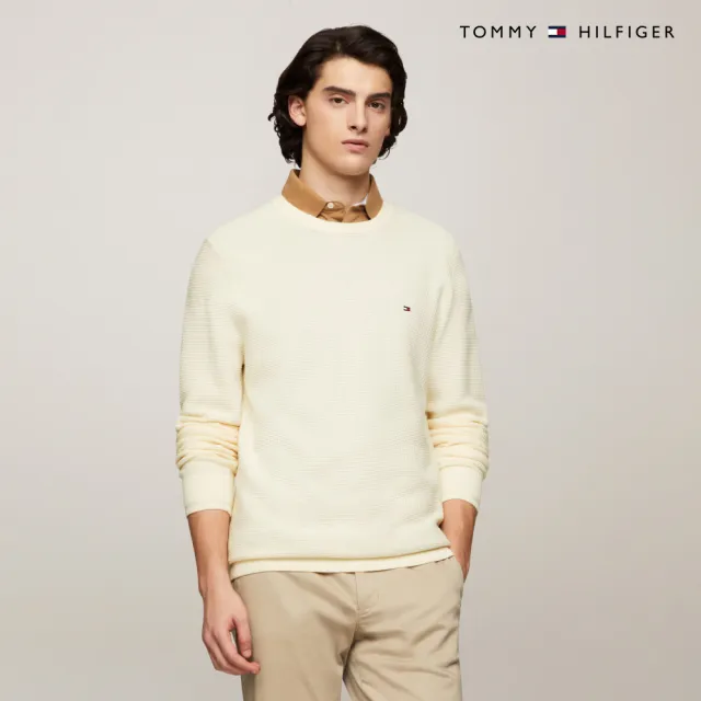 【TOMMY HILFIGER】官方旗艦館 結構感圓領毛衣_裸色