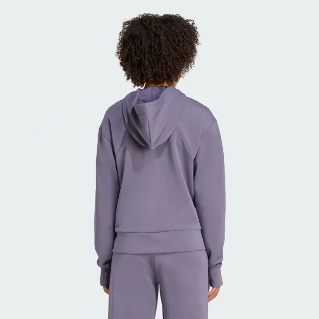 【adidas 愛迪達】外套 女 運動連帽外套 D4T FZ HOODIE 紫 JX7310