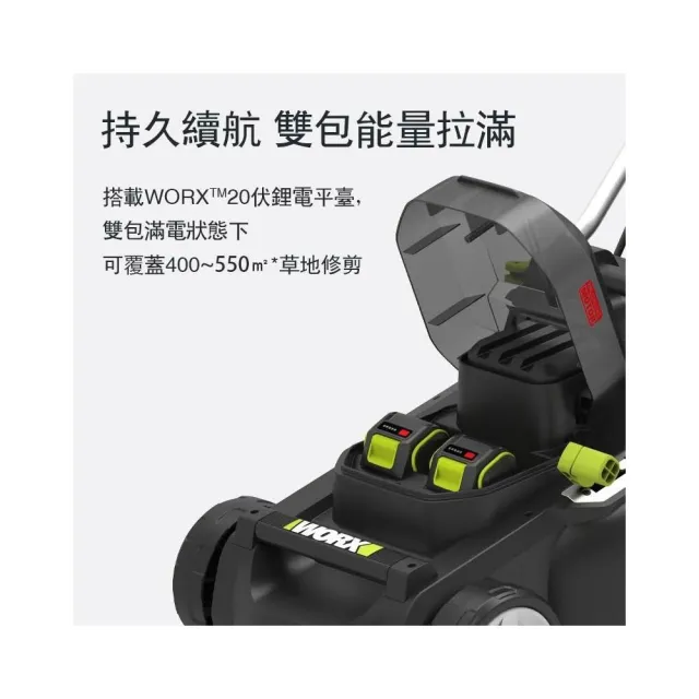 【WORX 威克士】40V  割草機  WD737.9(鋰電 無刷 園藝 割草 扶割草機 電動除草機 草坪修剪機 自走推草機)