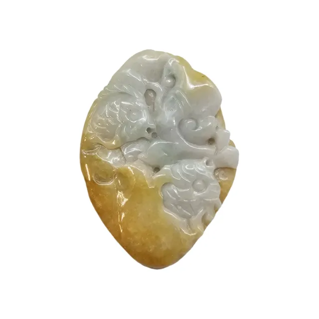 【藏古祥館】黃翡蓮年有魚 SY15(宗教開運 翡翠)