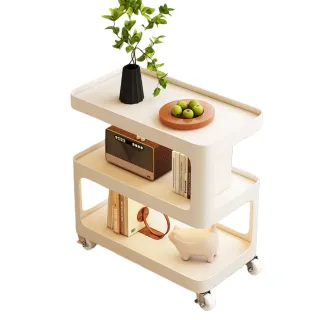 【SUNHO三禾】沙發邊幾 可移動邊櫃 輕奢茶幾(客廳小推車 床頭置物架 多層小桌子 50*30*60cm)