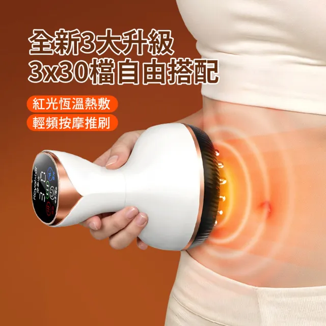 【OMG】多檔調節智能腹部按摩器 多功能電動穴位按摩經絡刷 紅光恆溫熱敷揉腹儀