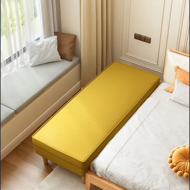 【窩居】拼接床 床邊凳 長條凳 棉麻布120x60x38cm(拓寬床 拼接沙發床 床尾凳 床邊床 沙發腳凳)