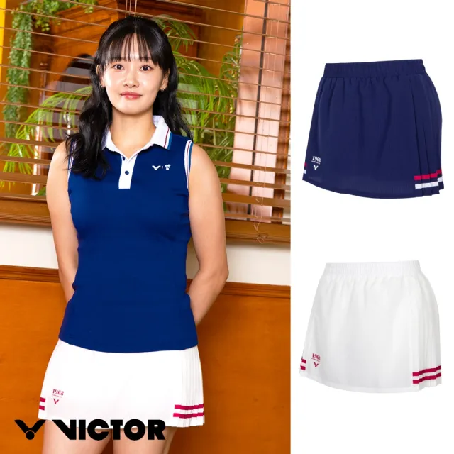【VICTOR 勝利體育】VICTOR羽球俱樂部系列梭織運動短裙(K-5507VBC A/B 漂白/信標藍)