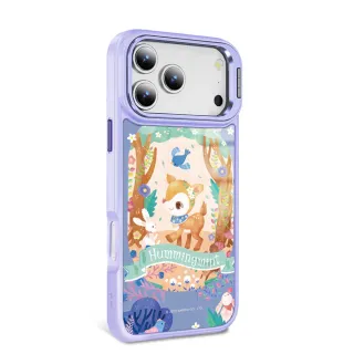 【apbs】三麗鷗 iPhone 17/16/15/14/13系列 軍規防摔合金框隱形立架手機殼(森林哈妮鹿-紫框)