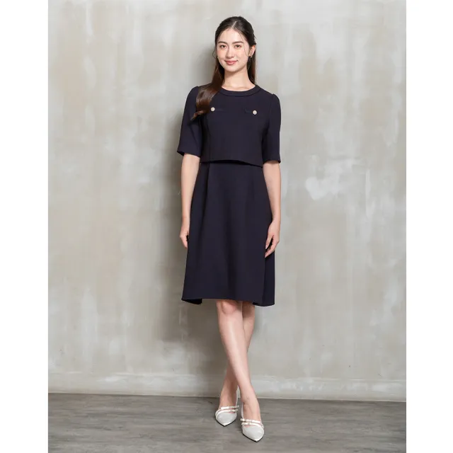 【perng yuh 芃諭名品】純雅依戀 弧襬 仿兩件式洋裝(2025 AW Collection|4C秋冬新品上市)