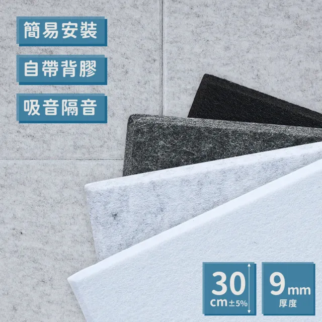 【樂嫚妮】0.324坪/毛氈吸音隔音板30x30cm-12片(消音板、吸音棉、降低噪音、隔音泡棉)