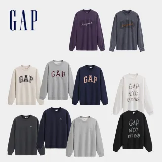 【GAP】男裝 Logo印花刷毛圓領大學T-多款任選(788131&787440&788457&788125)