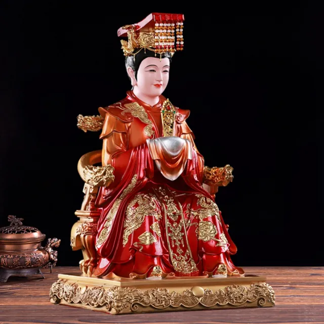 巨匠】媽祖供奉神像天後天妃佛像33*20*18CM海神娘娘神像聖母供奉擺件保