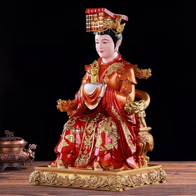 巨匠】媽祖供奉神像天後天妃佛像33*20*18CM海神娘娘神像聖母供奉擺件保