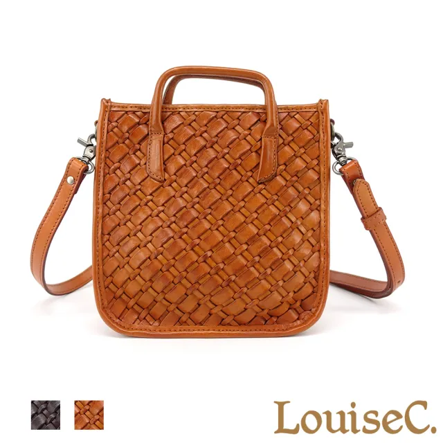 【LouiseC.】雙11 Tree House 植鞣革牛皮 手工編織擦色 復古風托特TOTE 手提斜背真皮包 2色 GKNT9778