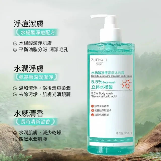 【iBloom】臻羞水楊酸淨痘香氛沐浴露500ml-3入組(淨痘控油、水潤淨膚、水感清香)