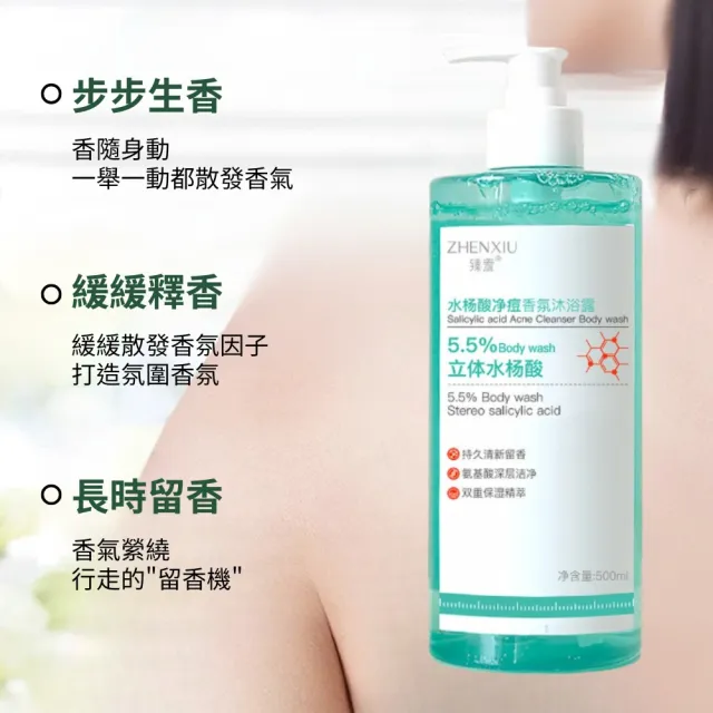 【iBloom】臻羞水楊酸淨痘香氛沐浴露500ml-3入組(淨痘控油、水潤淨膚、水感清香)