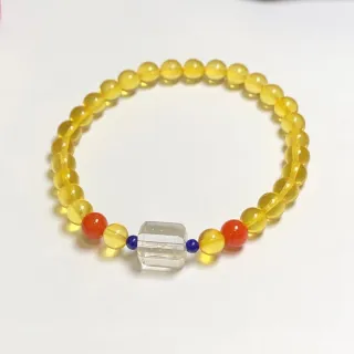 【勝弘珠寶】波羅的海金珀配白水晶手串-5mm(金珀手串)