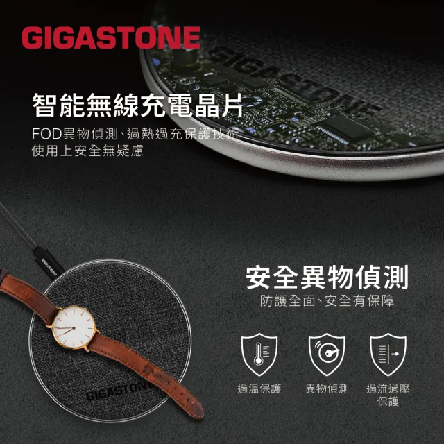 【Gigastone 立達國際】10W布質無線充電盤WP-5310(QI智能辨識/支援iPhone17/16/15/14/13/AirPods耳機)