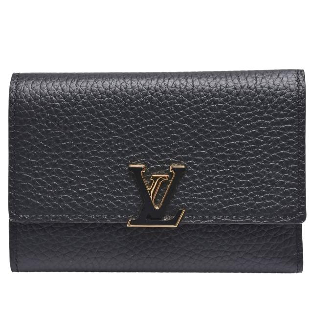 LV LOUIS VUITTON路易威登 M62157 CAPUCINES 荔枝紋小牛皮釦式撞色短夾