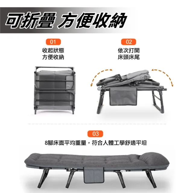 【ONE HOUSE】六段可調_小鋼炮穩固免安裝秒收折疊床_66寬_2入(單人床 行軍床 辦公午休床 露營床)