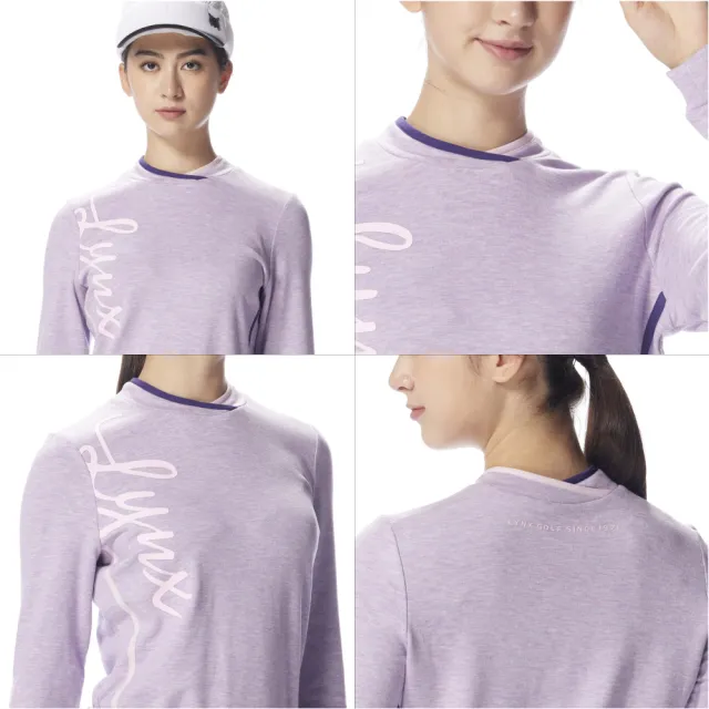 【Lynx Golf】女款交叉領環保竹纖維羊毛混紡長袖品牌T(二色)