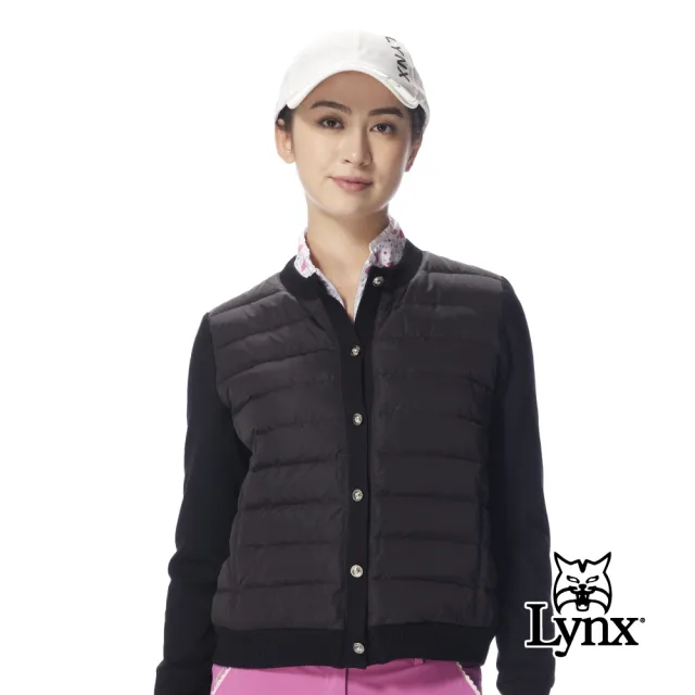 【Lynx Golf】女款時尚短版90/10輕羽絨拼接美麗諾袖防潑水保暖外套(二色)