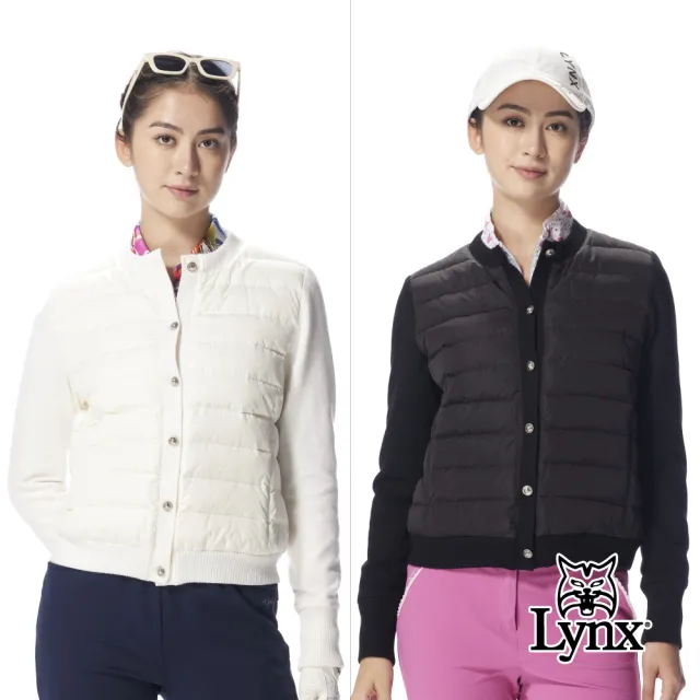 【Lynx Golf】女款時尚短版90/10輕羽絨拼接美麗諾袖防潑水保暖外套(二色)