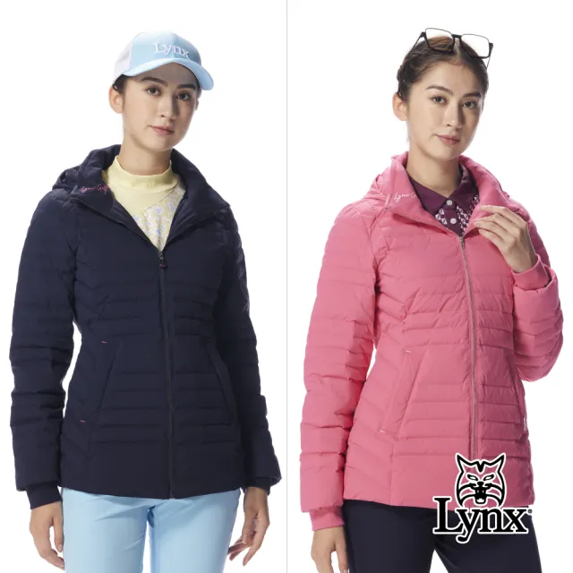 【Lynx Golf】女款長版90/10輕羽絨石磨烯恆溫裡布可拆帽防潑水保暖外套(二色)