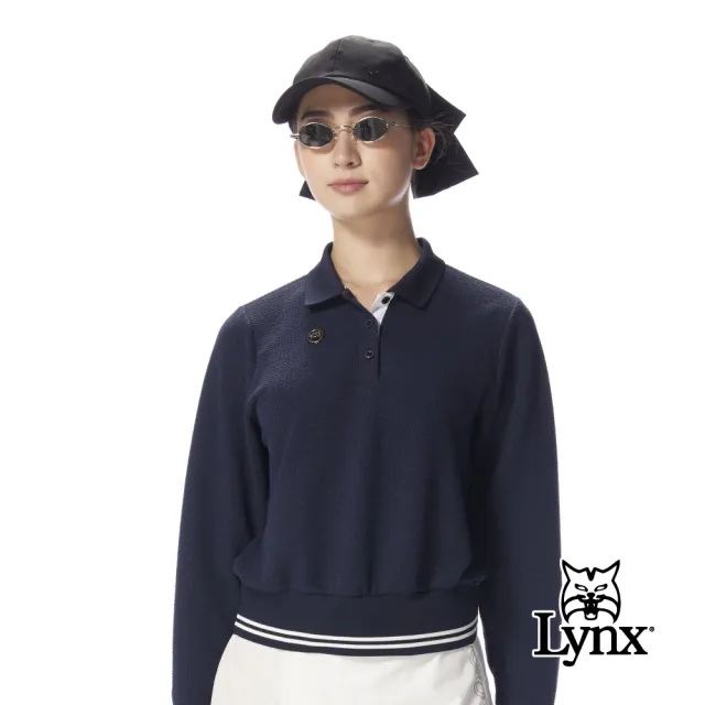 【Lynx Golf】首爾高桿風格！女款立體泡泡棉寬鬆短版羅紋束口POLO衫(二色)