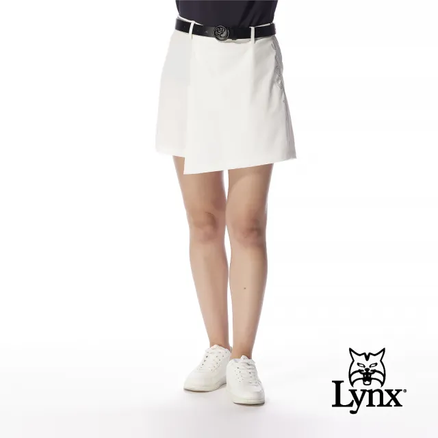 【Lynx Golf】首爾高桿風格！女款彈性舒適羅紋剪接金屬感印花褲裙(二色)