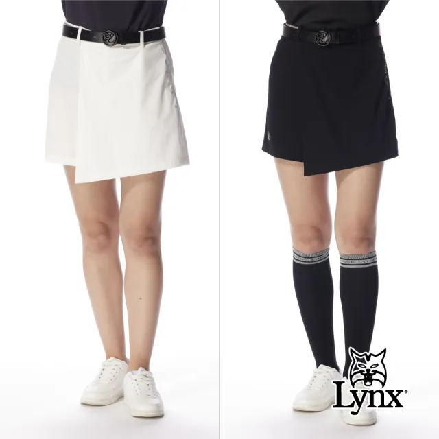 【Lynx Golf】首爾高桿風格！女款彈性舒適羅紋剪接金屬感印花褲裙(二色)