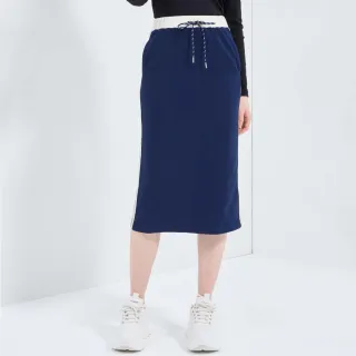 【HONOR 山形屋】運動風側線撞色抽繩長裙-藍