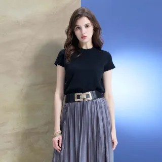 【HONOR 山形屋】簡約素色坑條拼接上衣-黑/紅/藍/芥黃