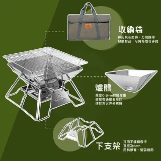 【Campingmoon 柯曼】輕便燒烤爐 MT-2(烤爐 烤架 焚火台 烤肉爐 露營 逐露天下)