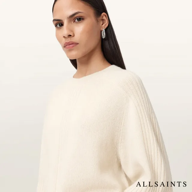 【ALLSAINTS】NIX 喀什米爾五分袖羊毛上衣-米白 W030KD(常規版型)