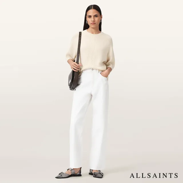 【ALLSAINTS】NIX 喀什米爾五分袖羊毛上衣-米白 W030KD(常規版型)
