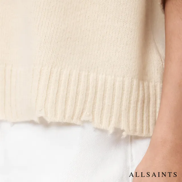 【ALLSAINTS】NIX 喀什米爾五分袖羊毛上衣-米白 W030KD(常規版型)