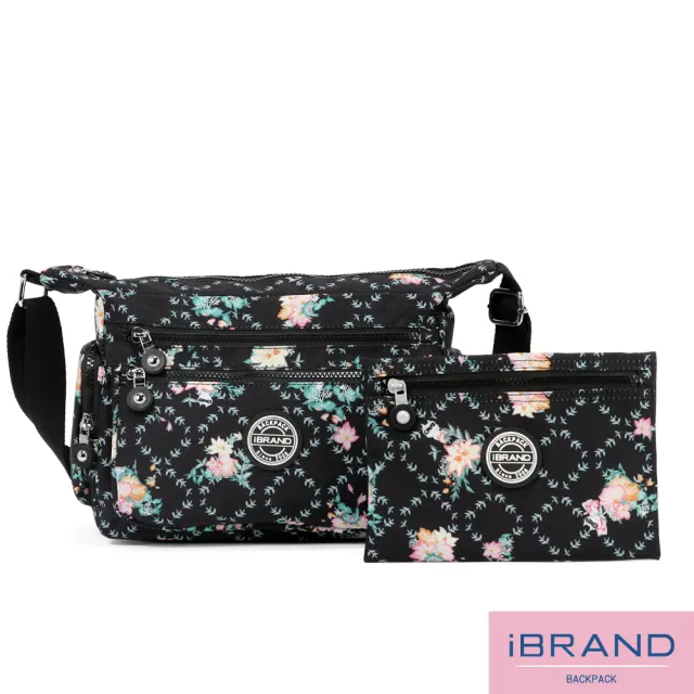 【iBrand】雙11 輕盈防潑水多口袋側背斜背包(防水包 多色任選)