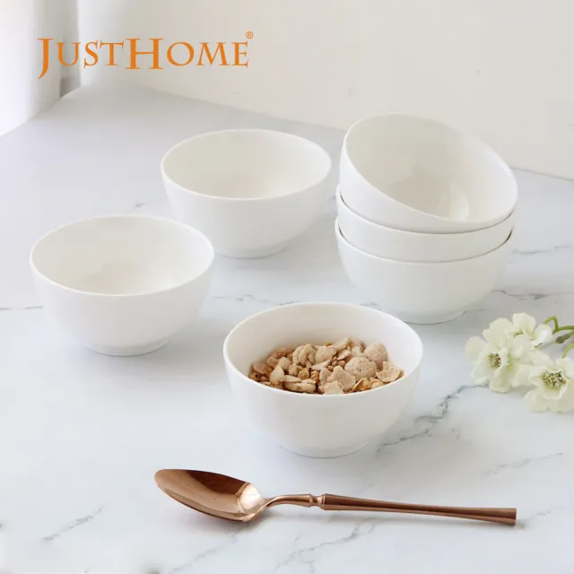 【Just Home】純白系列新骨瓷飯碗/萬用碗/餐盤組7.5吋盤/8吋深盤(可微波 飯碗 餐具/深碗/平盤/淺盤/深盤)