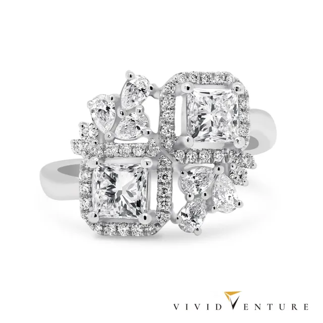 【Vividventure 亞帝芬奇】鉑金 GIA 1克拉 DSI2 雙主石 天然鑽石 真鑽 戒指 與日同光