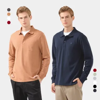 【Hang Ten】男裝-經典素色長袖/高含棉口袋POLO衫(多款選)