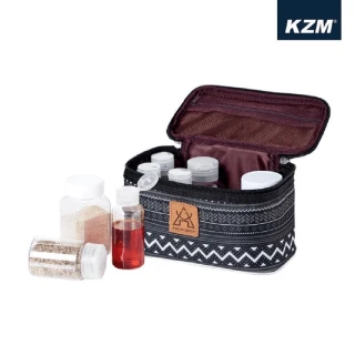 【KZM】(福利品)戶外露營-彩繪民族風調味料收納袋 M 黑色 K9T3K002 公司貨