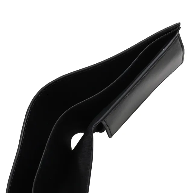 【Balenciaga 巴黎世家】品牌重疊LOGO滑面牛皮雙層零錢短夾(黑)