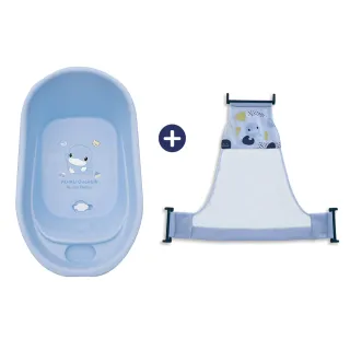 【KU.KU. 酷咕鴨】嬰兒小浴盆+可調式沐浴網(藍/粉)