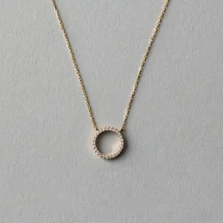 【ete】K18YG 摩登環形密鑲鑽石項鍊(金色)