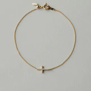 【ete】K18YG 十字鑽石手鍊(金色)