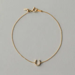 【ete】K18YG 馬蹄形鑽石手鍊(金色)