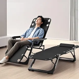 【小不記】折疊躺椅 躺椅 涼椅 躺椅折疊床 附頭枕(雙方管 多功能躺椅 折疊床 躺椅摺疊椅 摺疊椅 摺疊躺椅)