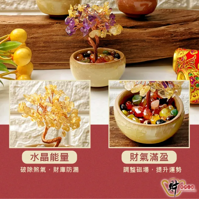 【財神小舖】聚寶進財 水晶招財樹 三款任選(已開光 辦公桌 擺設 聚財 招財 財運 發財樹)